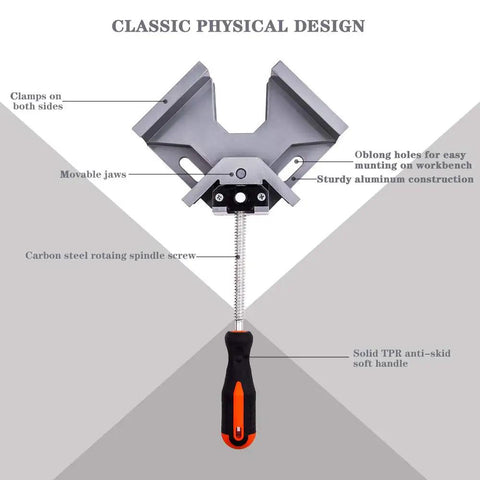 4-Piece Corner Clamp Set, Right Angle 90 Degree Woodworking Clamps With Adjustable Swing Jaw, Aluminum Alloy Frame