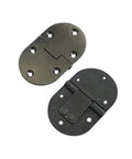 Heavy Duty Solid Brass Butler Tray Hinges Two Pack Flush Closing Design Opens Ninety Degrees With Screw In Mounting Hardware Brushed Antique Brass Finish visible from above.