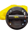 Heavy-Duty Workhorse 8 Inch Flat Vacuum Cup with ABS Handle, manual pump, red line indicator, industrial strength suction cup in yellow case