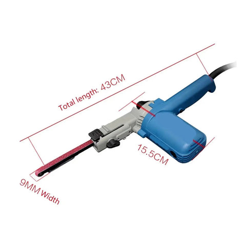 Heavy Duty Belt Sander And Angle Grinder Combo Tool With Adjustable Sanding Belts For Wood Metal Polishing and DIY Finishing Projects Multiangle Design Makes Complex Work Easy Smooth Results Guaranteed, shown with dimensions.