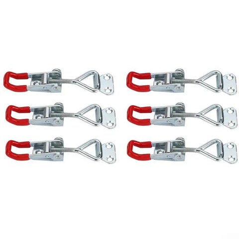 Image showing six pack adjustable steel draw latches for cabinet doors, toolbox, and trailers heavy duty hasp lock clip.
