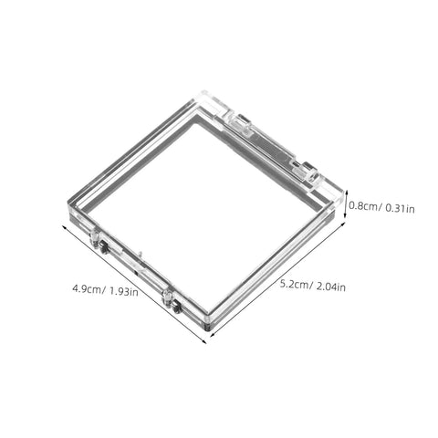 Dimensions of clear Push Button Safety Cover 2 Pack Sturdy Plastic Protection Cap For Computer, Dishwasher, Washing Machine, Elevator And Other Electrical Gear Keeps Accidental Presses From Messin With Your Setup shown.