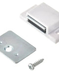15Lb Magnetic Shutter Catch Kit White Zinc Retail Pack With Strike Plate And Screws For Cabinet Doors And Shutters