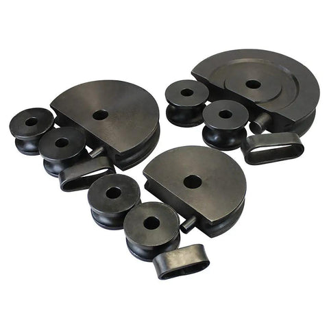 Complete die set for Plug And Play 3HP Programmable Electric Hydraulic Tube And Pipe Bender, includes various sizes and shapes.