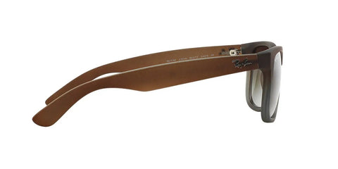 Side view of Justin Rectangular Sunglasses Unisex Dope Lightweight Rubber Brown Frame With Grey Gradient Green Lenses, 51 mm Eye Size.