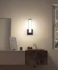 Slick Black Acrylic LED Wall Sconce Light For Bedroom And Hallway 12 Inch Height 12W 4000K Natural White Modern Indoor Wall Lamp on wall