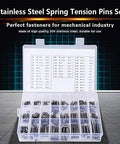280 Piece Stainless Steel Slotted Spring Pin Kit With Storage Box, Split Roll Pins M1.5 To M8, 304 Stainless Dowel Fasteners For Mechanical Projects