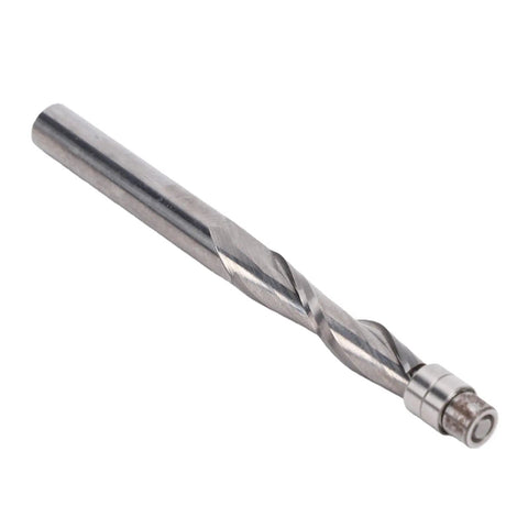Gowenic Professional Woodworking Flush Trim Router Bit With 1/4 Inch Shank Spiral Up Down Cut Carbide Blade And Bottom Bearing for precise wood trimming.