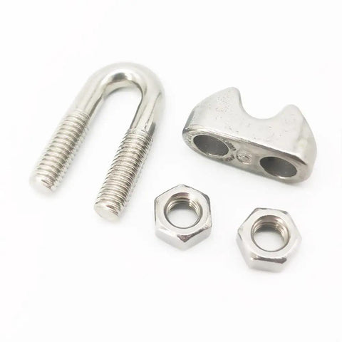 M4 clamps from the Heavy Duty Wire Rope Hardware Set With Thimble And Aluminum Crimp Loop For 3/16 Inch Cable Includes M4 Clamps 304 Stainless Steel