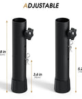 Two adjustable heavy duty table risers showing height settings of 3.6 in and 5.23 in for leveling furniture legs.
