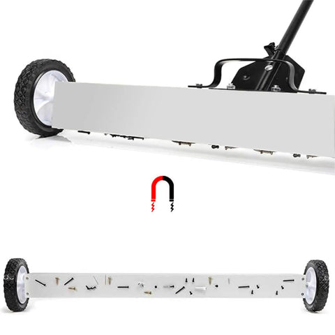 24 Inch Industrial Lawn Sweeper With Wheels Durable Metal Construction Heavy Duty Broom For Garage And Yard Efficient Cleaning And Maneuvering Design Easy To Use For Debris And Leaves Pickup