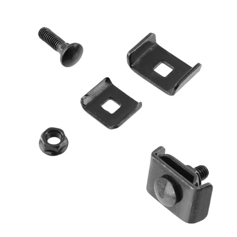Black Electrogalvanized Cable Tray Coupler Kit For 4 To 6mm Wire Mesh Basket Tray Systems, 20 Pcs Connector Set Built To Last And Corrosion Resistant For Tough, DIY Wire Tray Installations, black coupler parts on white background