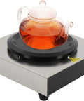 Straight Up Coffee Pot Warmer Hot Plate Keeping Daily Brews And Teas Properly Toasty With Reliable Eighty Watt Steady Heat For Kitchen Counters Or Office Desks Smooth Vibes For Kickback Gatherings And Cafes with a tea pot.