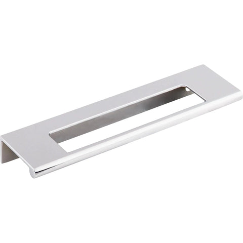 Mercer Collection 5 Inch Europa Cut Out Tab Pull in Flat Black contemporary cabinet hardware, zinc alloy, 6 inch overall, side view.