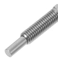 Heavy Duty Spring Plunger Pin With Indexing Lock For Cabinets And Shop Gear, close-up view of steel plunger pin and threaded base.