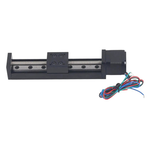 High Precision Linear Stage Actuator With 100Mm Stroke Stepper Motor And T6x4 Screw Rail Guide Slide For Cnc Milling Or Optical Lab, aluminum, plug and play, 100mm track.
