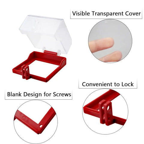 Big Transparent Emergency Stop Button Cover With Removable Base Box Type Push Switch Protector showing open clear shield