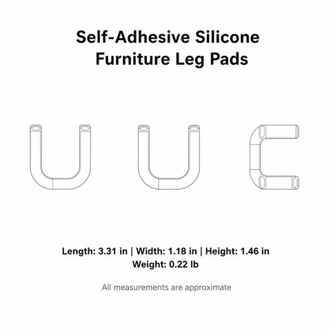 Diagram of Self Adhesive Silicone Floor Protectors for Furniture Legs, dimensions 3.31 x 1.18 x 1.46 inches, 20 count