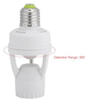 Auto On Off PIR Motion Sensor Light Socket For E27 Bulbs With 360 Degree Detection And Adjustable Sensitivity Infrared Lamp Holder For Bathroom Hallways Stairs Doors And Garage No Fuss Setup, white E27 motion sensor socket, 360° detection