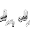 Slick Chrome Tubular Cam Lock Two Pack Including Keyed Alike Keys And One Point Five Inch Cylinder for RV camper cabinets with keys.