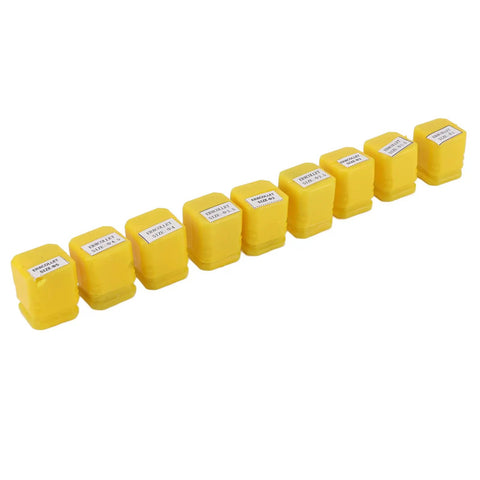 Top Tier 9 Piece Collet Chuck Set For CNC Engraving And Milling With Insane 0.005mm Accuracy, yellow storage cases.