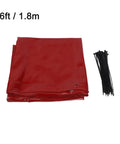 Heavy Duty Welding Curtain Screen 6 By 6 Feet Flame Resistant Vinyl Shield in red, folded with ties, UV Protection Level 6.
