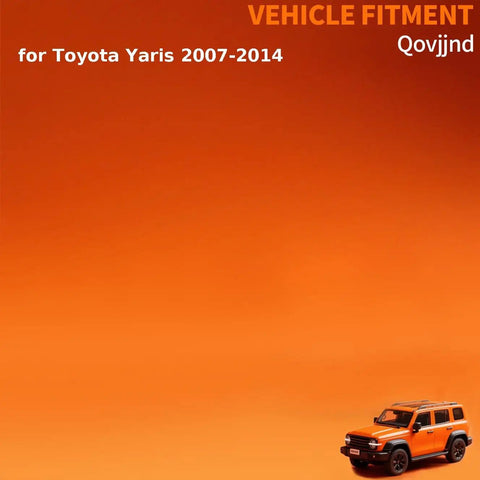 Vehicle fitment for Toyota Yaris 2007-2014 text on orange background with small car model in corner