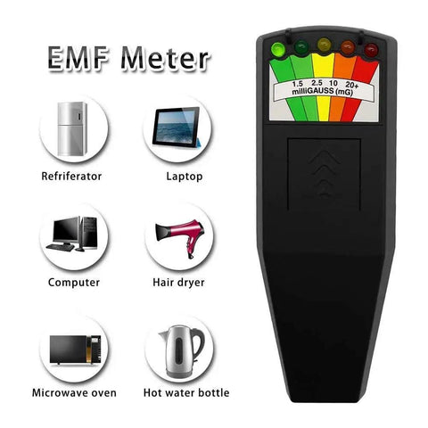 EMF Meter For Ghost Hunting Handheld Radiation Detector For EF RF MF Readings Home And Office EMF Inspection Compact Black Detector