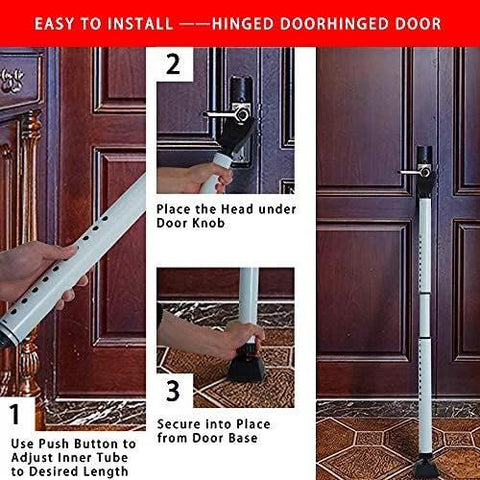 Two In One Door Security Bar And Sliding Patio Door Stopper Jammer For Child Proofing, Adjustable Heavy Duty Iron Construction