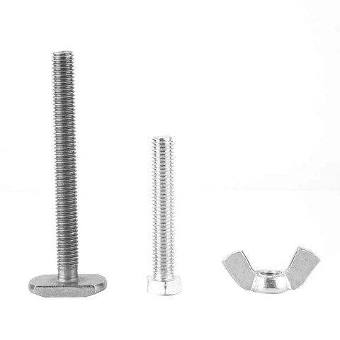 Mini T Track Hold Down Clamp Kit components, including iron screws and wing nut for CNC engraving machines.