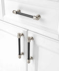 10 Pack 5 Inch Black And Nickel Cabinet Pulls Matte Black And Brushed Nickel Cabinet Handles installed on white cabinets