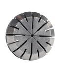 Close-up of Top Notch Precision Spring Collet Chuck Set for CNC Milling and Engraving Machines ER11-ER32, steel material, round slots visible.