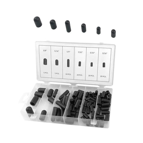 Awesome 80 Piece Rubber Vacuum Line Hose Boot Assortment Kit Set For Cars That Looks Fresh And Fights Leaks To Keep Your Engine Running Smooth With Easy Install And Perfect Factory Fit Specs, black rubber caps in 5/32 to 3/8 inch sizes in storage case