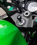 Moto Mount Ninja 12mm Hex Fork Stem Base with 1 Inch TPU Ball Adapter installed on Kawasaki motorcycle