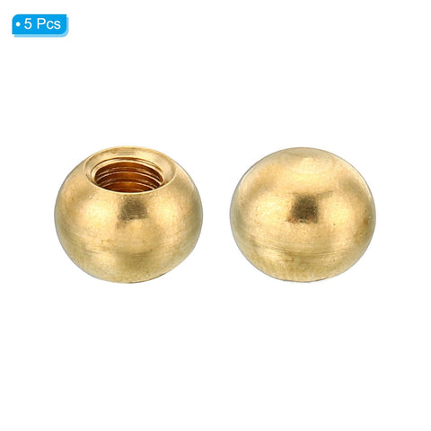 M5x0.8 Brass Ball Cap Nuts Knob Set, 5 Pack, Decorative Screw Caps for Furniture and Lighting Projects, 10mm Diameter