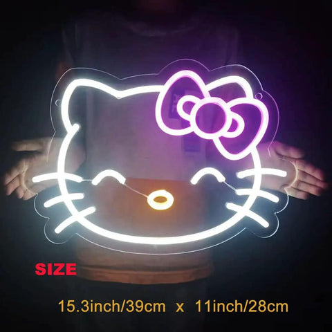 Anime Cat Neon Sign For Girls Room And Game Room, Cute Neon Lights For Birthday Parties And Holidays, Low Heat PVC Neon Lamp