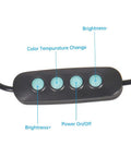 Control panel for Sleek Modern Table Lamp With 14W Power, Three Color Settings And Ten Level Dimming, labeled buttons for brightness and color change