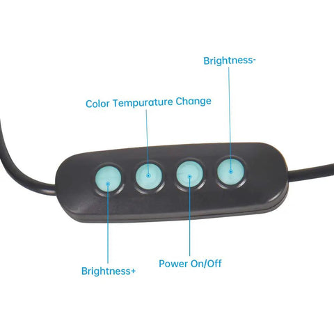 Control panel for Sleek Modern Table Lamp With 14W Power, Three Color Settings And Ten Level Dimming, labeled buttons for brightness and color change