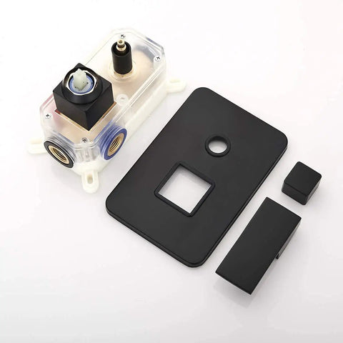 LED Shower System With 16 Inch Rain Shower Head And Handheld, Wall Mounted, Black Finish mounting hardware components