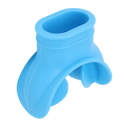 Blue silicone Comfort Bite Dive Regulator Mouthpiece with Tongue Rest Design for easy breathing and no fuss fit.