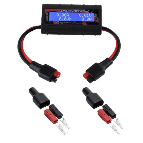 150 Amp Watt Meter Power Analyzer With Sweet Digital LCD Screen For RC Projects, Real Time Readouts Of Amps Volts Watts And Ah, Eight Electrical Readings, High Precision Energy Monitoring Gear, wired connectors