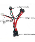 Ride-Ready Electric Bicycle Light Kit With Turn Signals connectors for headlight, taillight, switch, 24V-48V compatibility.