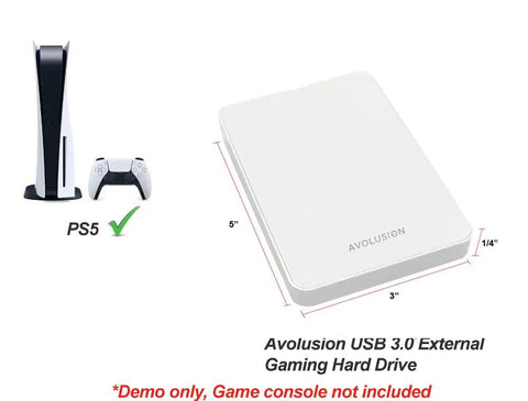Z1-S USB 3.0 Portable External Gaming Hard Drive For PS5 And PS4 White Preformatted 1TB beside PS5 console demo