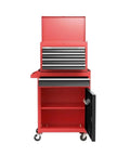 Garage Ready Rolling Tool Chest With Detachable 5-Drawer Chest Liners And Wheels Heavy Duty Steel Organizer Rustproof Powder Coat Built To Last For Home Shop Warehouse And Repair Jobs Red, open