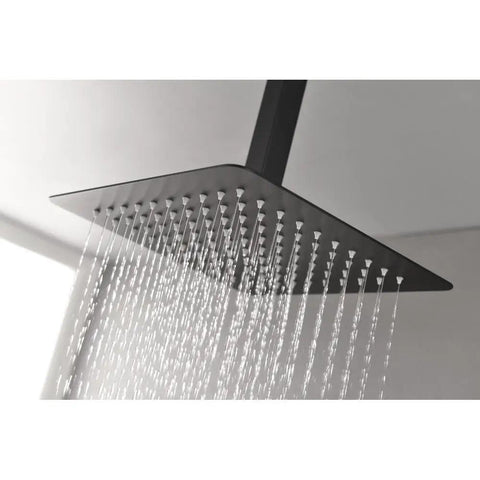 Shower System, 10-Inch Ceiling Rain Head with Handheld Spray, Matte Black, featuring a 10-inch square rainfall shower head.