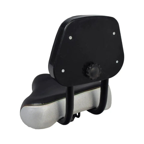 Backrest Comfort Bike Saddle For Exercise Bike And E Bike With Lumbar Support Great For Stationary Bikes Beach Cruisers Mountain Bikes And Adult Trikes Fits Seven Eighths Inch Seat Posts Ten By Eleven Inches black vinyl backrest bike saddle, side view