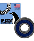 PGN sealed ball bearing with blue rubber seal, lubricated chrome steel, 1/4 x 5/8 x 0.196 in