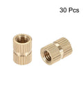 Knurled Brass Insert Nuts M5 X 0.8 Thread, 10 Mm Length, 7 Mm Outer Diameter, Female Thread Embeds For Plastic, 30 pcs