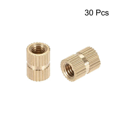 Knurled Brass Insert Nuts M5 X 0.8 Thread, 10 Mm Length, 7 Mm Outer Diameter, Female Thread Embeds For Plastic, 30 pcs