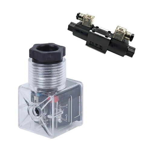Five Pack Transparent Hydraulic Solenoid Coil Plugs With Light Indicator DC24V Universal Solenoid Coil Connector Kit